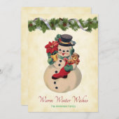 Vœux chaleureux - Carte de vacances plate vintage  (Devant / Derrière)