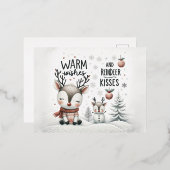 Voeux chauds et rennes baisers carte postale (Recto/Verso)