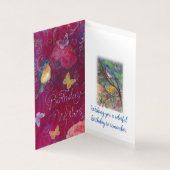 Voeux d'anniversaire avec Fleurs Oiseaux Papillon (Inside)