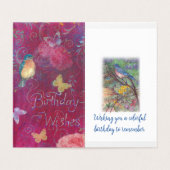 Voeux d'anniversaire avec Fleurs Oiseaux Papillon (Inside Unfolded)