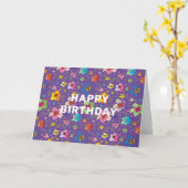 Vœux d'anniversaire Carte d'art floral moderne (Fleur jaune)