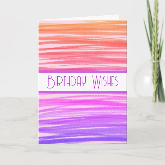 Voeux d'anniversaire Peach Purple Lines Carte Abst (Devant)
