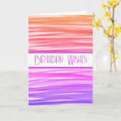 Voeux d'anniversaire Peach Purple Lines Carte Abst (Fleur jaune)