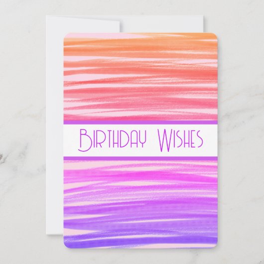 Voeux d'anniversaire Peach Purple Lines Carte Abst (Devant)