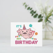 Vœux d'Axolotl C'est mon anniversaire Jolies carte (Debout devant)