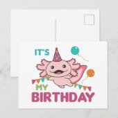 Vœux d'Axolotl C'est mon anniversaire Jolies carte (Devant / Derrière)