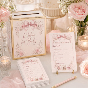 Vœux de Baby Shower Bébé Ruban Rose pour Carte de