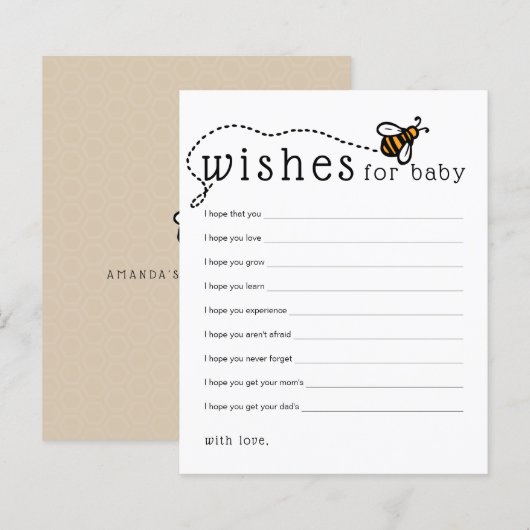Vœux de carte de conseils pour bébé de l'abeille m (Devant / Derrière)
