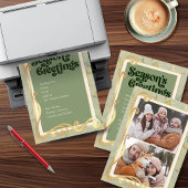 Vœux de la saison Carte photo 2 vert sauge et or