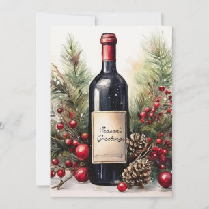 Vœux de la saison sur une invitation de bouteille 