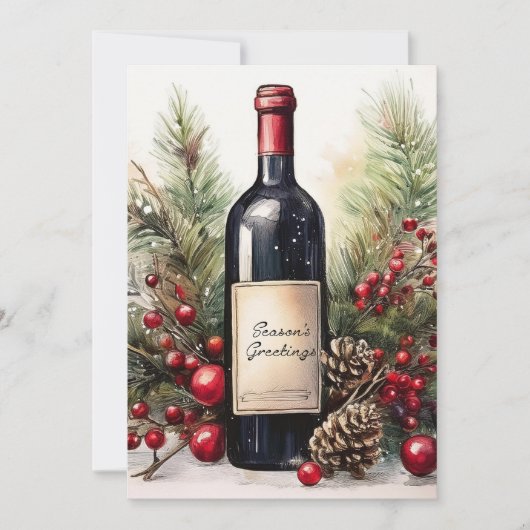 Vœux de la saison sur une invitation de bouteille (Devant)
