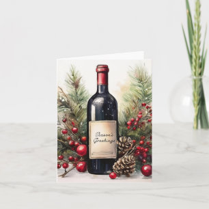 Vœux de la saison sur une invitation de bouteille