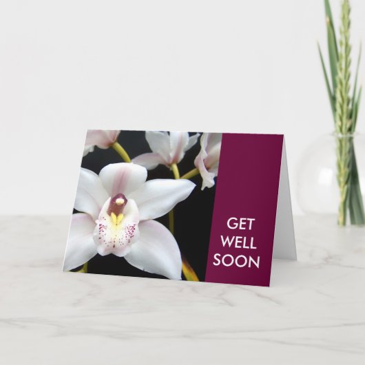 Vœux de rétablissement Orchidée Blanche Carte (Devant)