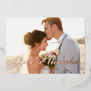 Vœux En Aluminium Amour & merci carte de remerciements feuille maria