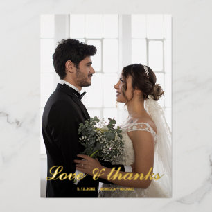 Vœux En Aluminium Amour & merci carte de remerciements feuille maria