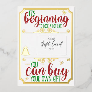 Vœux En Aluminium Carte cadeau de Noël Foil Funny Titulaire de bon