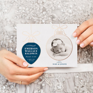 Vœux En Aluminium Carte d'annonce de naissance de bébé avec ornement