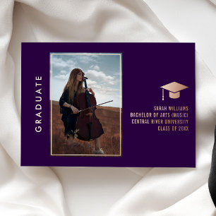 Vœux En Aluminium Carte d'annonce de remise de diplôme moderne minim