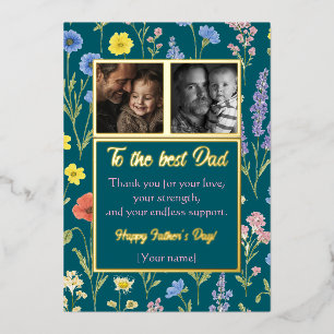 Vœux En Aluminium Carte de Fête des Pères Chic Florale avec Photos P