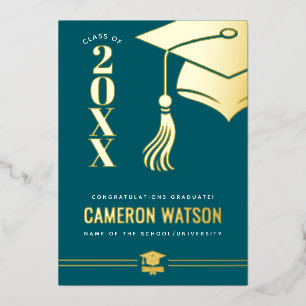 Vœux En Aluminium Carte de fin d'études personnalisée moderne avec c