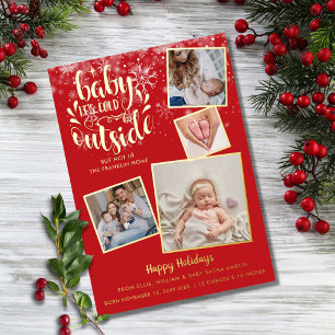 Vœux En Aluminium Carte de naissance de Noël avec photo et feuille d