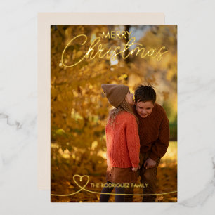 Vœux En Aluminium Carte de Noël à paillettes avec cœur 1 Photo