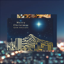 Carte de Noël à paillettes Oregon Skyline