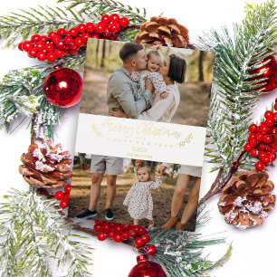 Vœux En Aluminium Carte de Noël à thème Houx Botanique avec texte pe