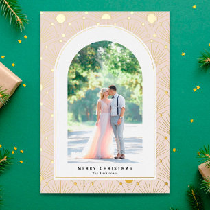 Vœux En Aluminium Carte de Noël Art déco Vintage céleste