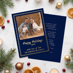 Vœux En Aluminium Carte de Noël avec photo de famille Navy Blue et f