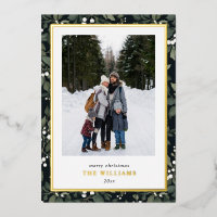 Carte de Noël botanique à deux photos avec baie bl