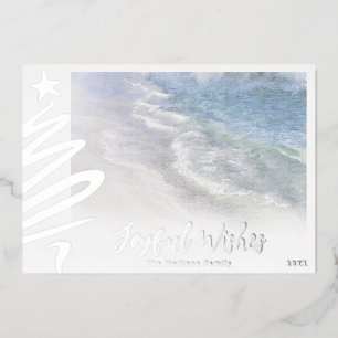 VŒUX EN ALUMINIUM CARTE DE NOËL DE PLAGE   CÔTE MODERNE NAUTIQUE