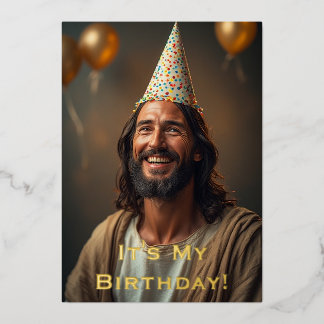 Vœux En Aluminium Carte de Noël drôle Jésus Anniversaire - Carte de