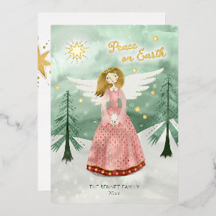 Vœux En Aluminium Carte de Noël Foil Angel Illustré mignonne