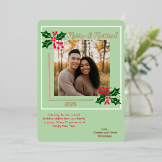 Vœux En Aluminium Carte de Noël Mariés et Joyeux avec Feuille d'Holo