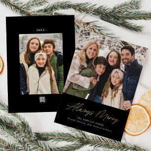 Vœux En Aluminium Carte de Noël minimaliste noire Always Merry 2 Pho