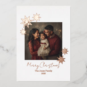 Vœux En Aluminium Carte de Noël minimaliste Rose Gold Merry Christma