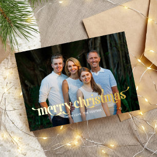 Vœux En Aluminium Carte de Noël moderne avec véritable feuille métal