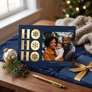 Vœux En Aluminium Carte de Noël moderne 'Ho Ho Ho' - Nuit