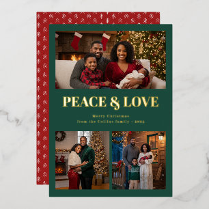 Vœux En Aluminium Carte de Noël "Paix et Amour"