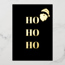 Carte de Noël Père Noël Black & Gold Foil "HO HO H