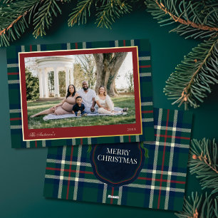 Vœux En Aluminium Carte de Noël photo à carreaux Préppy Héritage