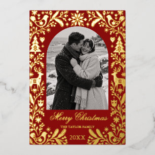 Vœux En Aluminium Carte de Noël photo d'art populaire scandinave rou