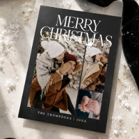 Carte de Noël photo de famille minimaliste au char