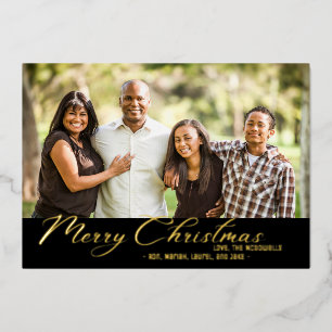 Vœux En Aluminium Carte de Noël photo personnalisée avec feuille mét