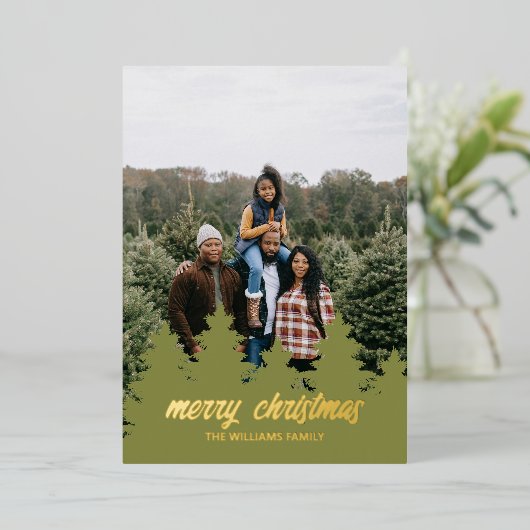 Vœux En Aluminium Carte de Noël Pine Tree Foil (Debout devant)