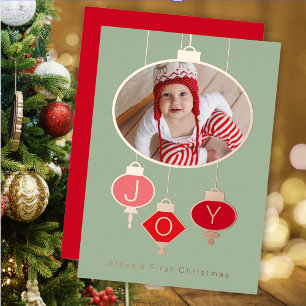 Vœux En Aluminium Carte de Noël pour la première fête de bébé