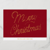 Vœux En Aluminium Carte de Noël Red Script Gold Foil (Recto)