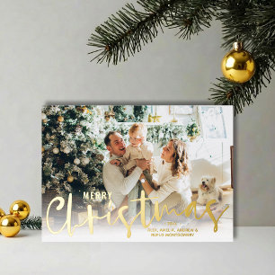 Vœux En Aluminium Carte de Noël Script Or Photo