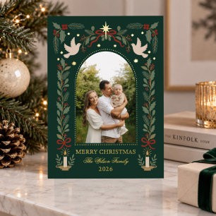 Vœux En Aluminium Carte de Noël vintage avec colombes et houx pour p